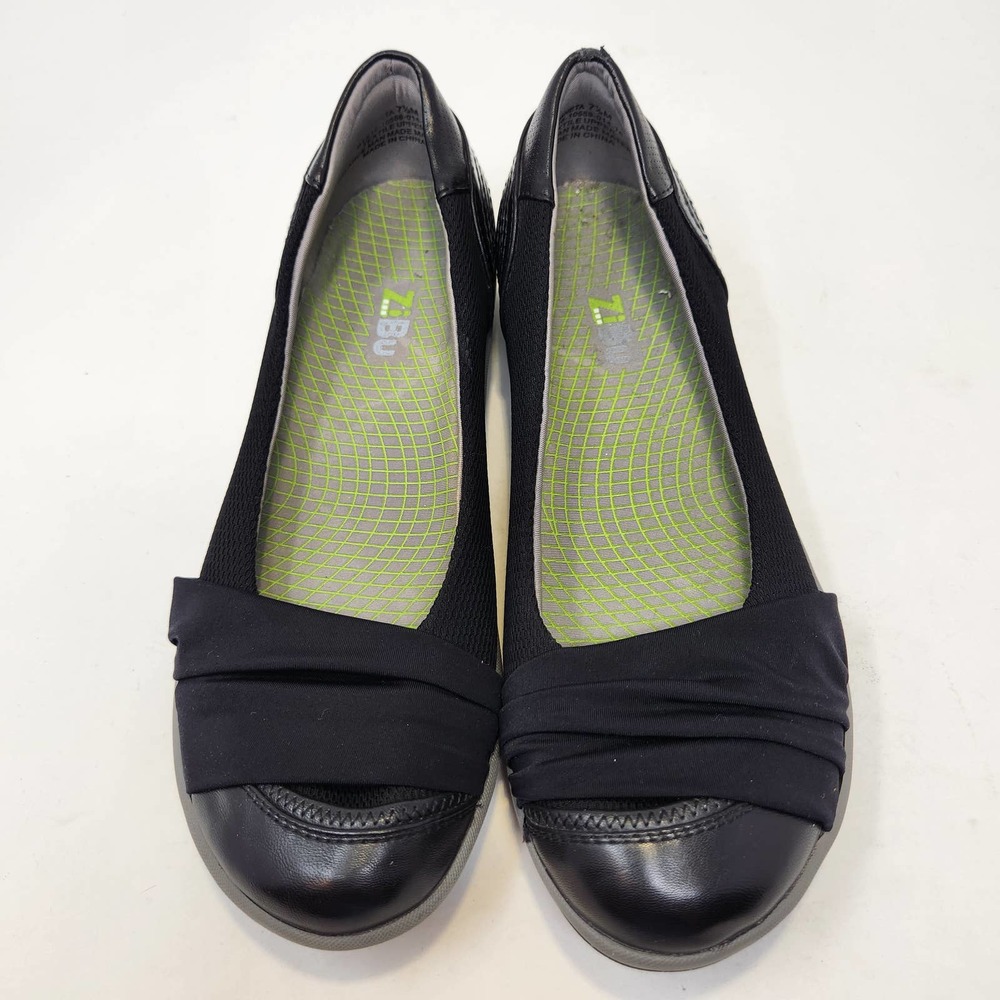 ZiBu Womens Janeta Black Slip On Comfort Flats 7.5 M Walking Arch Support Shoes - Picture 2 of 8